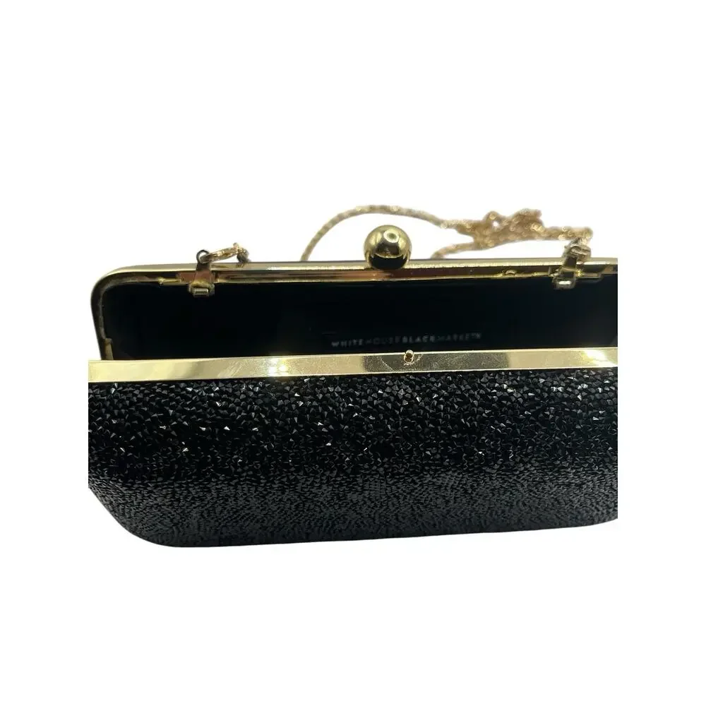White House Black Market Black Crystal Box Clutch - Picture 2 of 5